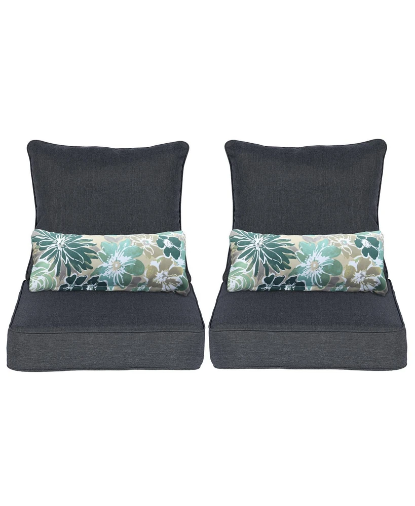 Aoodor 23'' x 26'' Outdoor Deep Seat Chair Cushion Set, Olefin Fabric, Slipcover with Sponge Foam, (Set of 2 Seats, 2 Backs