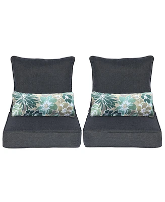 Aoodor 23'' x 26'' Outdoor Deep Seat Chair Cushion Set, Olefin Fabric, Slipcover with Sponge Foam, (Set of 2 Seats, 2 Backs