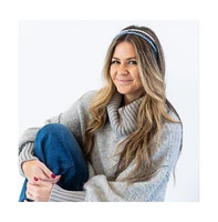 Thin Beaded Headband Set - Blue + Silver