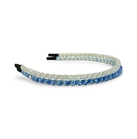 Thin Beaded Headband Set - Blue + Silver