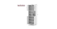 Tall Bathroom Cabinet Large Floor Storage Cabinet with Acrylic Doors and 3 Cubes