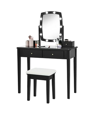 Vanity Table Set with Lighted Mirror for Bedroom and Dressing Room