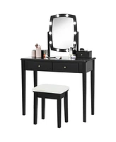 Vanity Table Set with Lighted Mirror for Bedroom and Dressing Room