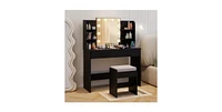 Vanity Set with Lighted Mirror and Stool Power Outlet