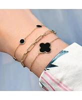 The Lovery Onyx Single Clover Bracelet 14K Gold