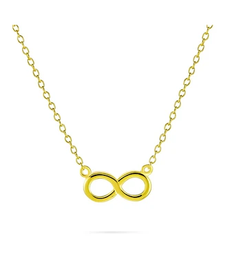 Bling Jewelry Delicate Minimalist Romantic Eternity Figure Eight Symbol Love Knot Sideways Infinity Pendant Necklace Gold Plated .925 Sterling Silver