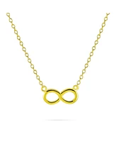 Bling Jewelry Delicate Minimalist Romantic Eternity Figure Eight Symbol Love Knot Sideways Infinity Pendant Necklace Gold Plated .925 Sterling Silver