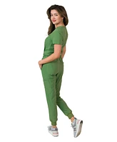 Medgear Women's 1-Pocket Top Knit Rib Cuff Jogger Pants Set