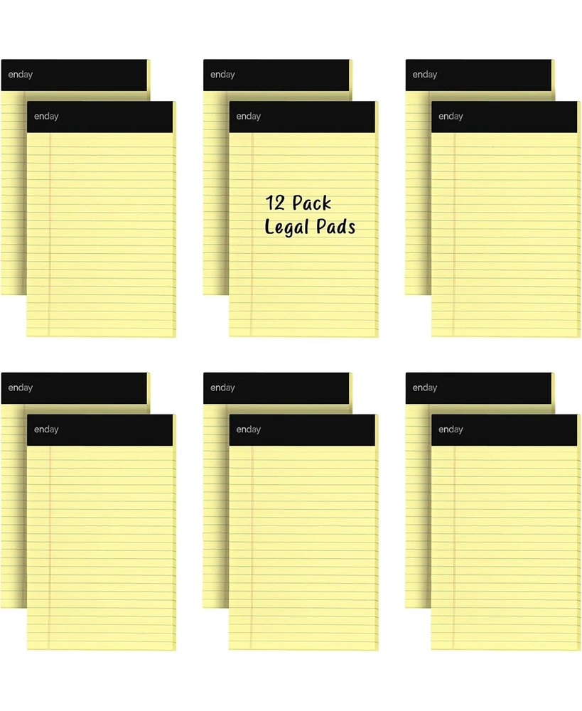 Jr. Legal pad, Small Note Pads Legal Ruled Writing Pad. Perforated Edge. 5" X 8" Canary Yellow, Universal, 50 sheets per Pad (Pack of 12)