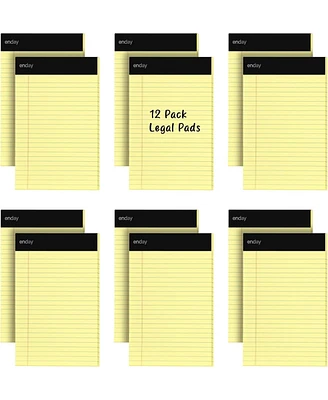 Jr. Legal pad, Small Note Pads Legal Ruled Writing Pad. Perforated Edge. 5" X 8" Canary Yellow, Universal, 50 sheets per Pad (Pack of 12)