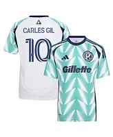 Adidas Big Boys and Girls Carles Gil White New England Revolution 2025 Eastern Pine x Flag of Replica Player Jersey