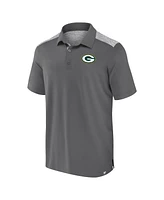 Fanatics Men's Gray Green Bay Packers Long Shot Polo Shirt