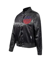 Pro Standard Women's Black Chicago Cubs Rhinestone Satin Full-Snap Jacket