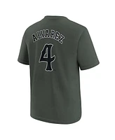 Nike Big Boys and Girls Francisco Alvarez Charcoal New York Mets Fuse City Connect Name Number T-Shirt