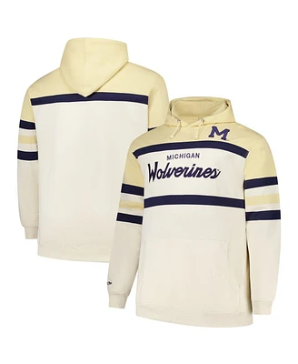 Mitchell & Ness Men's Cream Michigan Wolverines Big Tall Head Coach Pullover Hoodie