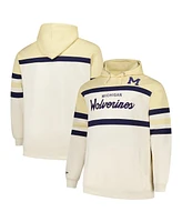 Mitchell & Ness Men's Cream Michigan Wolverines Big Tall Head Coach Pullover Hoodie