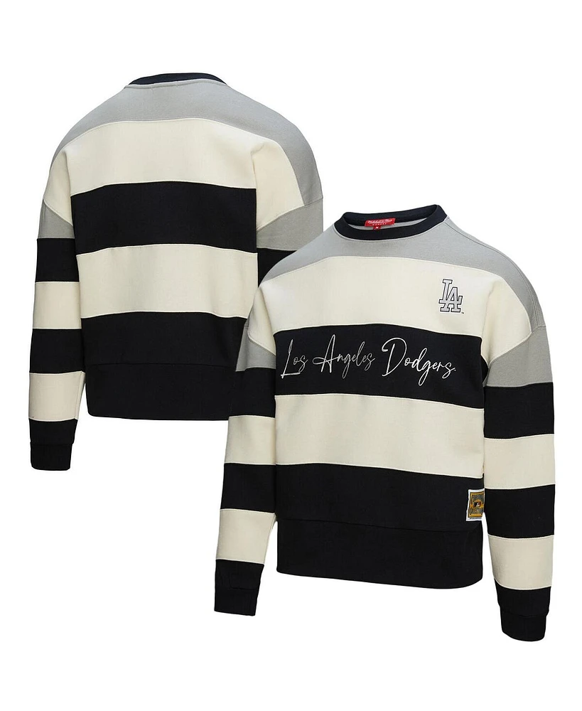Mitchell & Ness Women's Gray/Black Los Angeles Dodgers Cooperstown Collection Blocked Fleece Pullover Sweatshirt