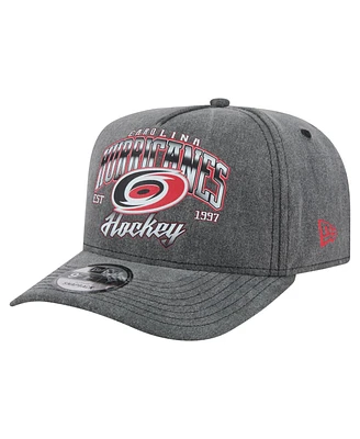 New Era Men's Charcoal Carolina Hurricanes Throwback Washed A-Frame Pre-Curved 9FIFTY Snapback Hat