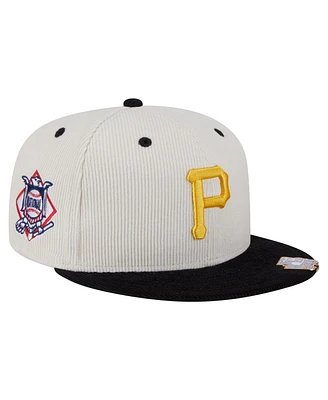 New Era Men's Cream/Black Pittsburgh Pirates Two-Tone Corduroy 59FIFTY Fitted Hat
