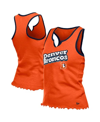 New Era Women's Orange Denver Broncos Lettuce Hem Notch Neck Tri-Blend Tank Top