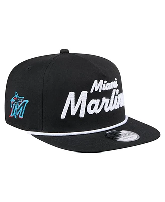 New Era Men's Black Miami Marlins Team Text Golfer Snapback Hat