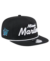 New Era Men's Black Miami Marlins Team Text Golfer Snapback Hat