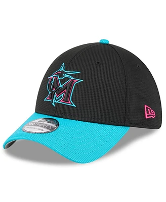 New Era Men's Black/Teal Miami Marlins 2025 City Connect Batting Practice 39THIRTY Flex Hat