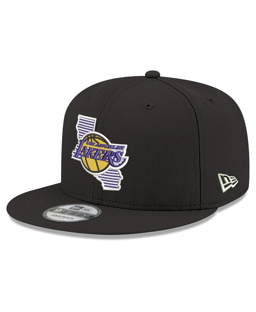 New Era Men's Black Los Angeles Lakers State Pride 9FIFTY Snapback Hat
