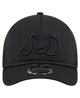 New Era Men's Black San Diego Padres City Initial 9FORTY A-Frame M-Crown Adjustable Trucker Hat