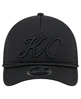 New Era Men's Black Kansas City Royals City Initial 9FORTY A-Frame M-Crown Adjustable Trucker Hat