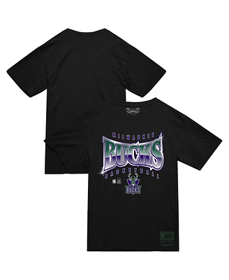 Mitchell & Ness Men's Black Milwaukee Bucks Worldwide Collection Glow Up T-Shirt
