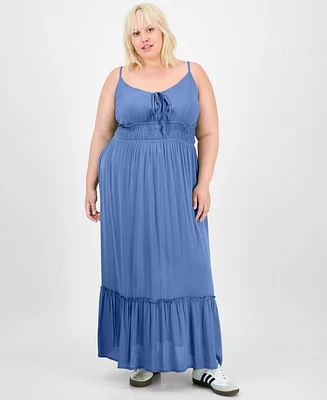 Full Circle Trends Trendy Plus Tie-Front Maxi Dress