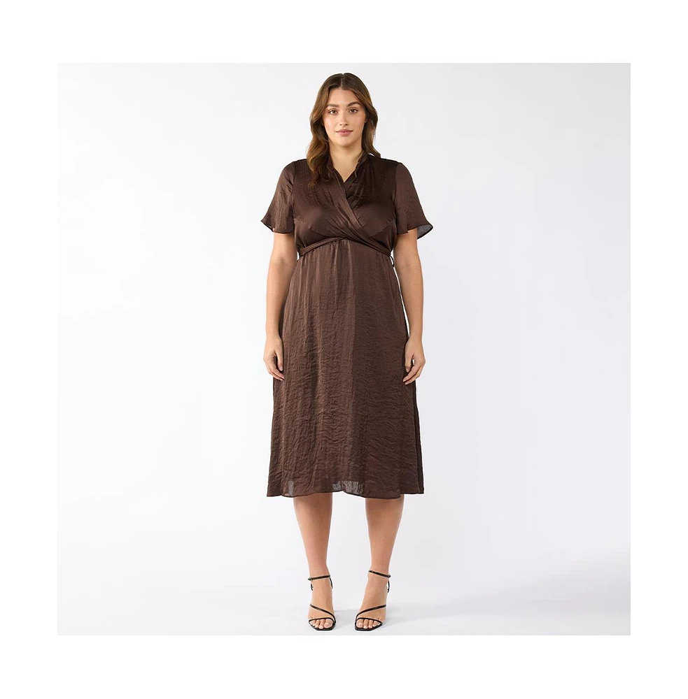 Estelle Mirage Oasis Satin Wrap Dress