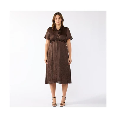 Estelle Mirage Oasis Satin Wrap Dress