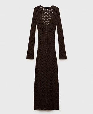 Mango Women's Bow Detail Crochet Dress