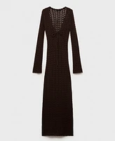 Mango Women's Bow Detail Crochet Dress
