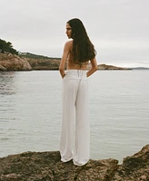 Mango Women's Draped Waist Linen Pants