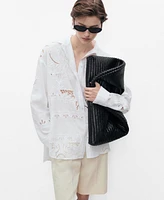Mango Women's Oversized Embroidered Shirt
