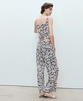 Mango Women's Floral Linen Pants