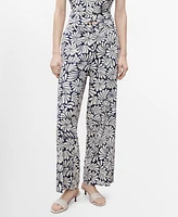 Mango Women's Floral Linen Pants