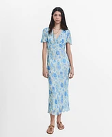 Mango Women's Short Sleeves Long Floral Dress