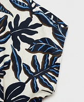 Mango Women's Belt Printed Linen Jumpsuit