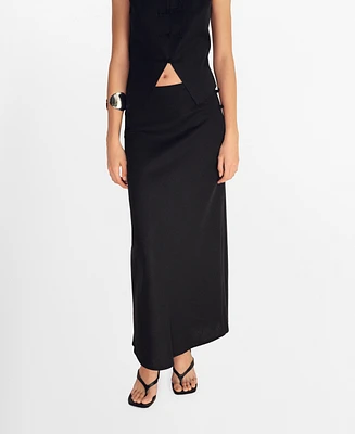 Mango Women's Linen-Blend Straight Skirt