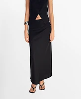 Mango Women's Linen-Blend Straight Skirt