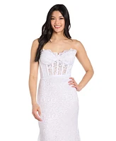 Morgan & Company Juniors' Glitter Lace Corset Gown