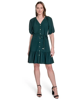 Tommy Hilfiger Women's Puff-Sleeve Fit & Flare Dress
