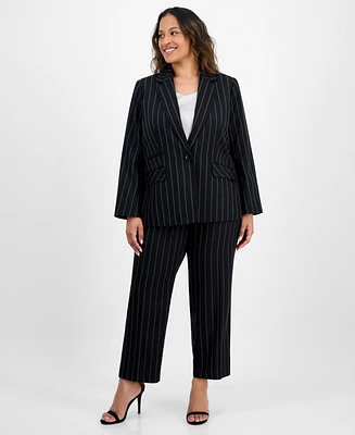 Kasper Plus Pinstriped Notched-Lapel Blazer