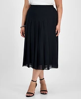 Kasper Plus Pleated-Front Midi Skirt