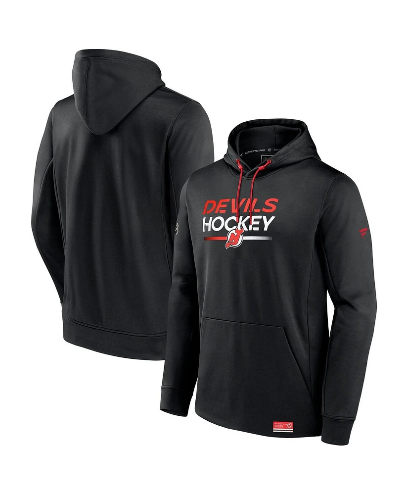 Fanatics Men's Black New Jersey Devils Authentic Pro Fleece Pullover Hoodie