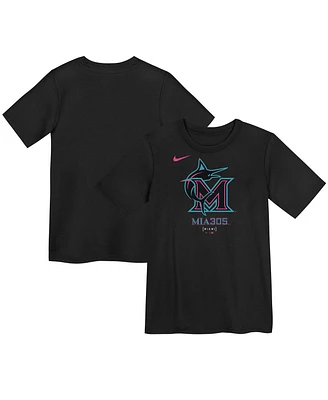 Nike Little Boys and Girls Black Miami Marlins 2025 City Connect Logo T-Shirt